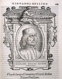 Portret Giovanniego Belliniego (ok. 1431-1516) z Żywotów artystów Vasarisa, po raz pierwszy opublikowany 1550 autorstwa Italian School