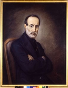 Portret Giuseppe Mazziniego (1805 lub 1808 - 1872). Malarstwo z XIX wieku. Muzeum Risorgimento. Mediolan autorstwa Italian School
