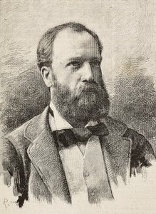 Portret Karla Hillebranda (1829-1884), niemieckiego historyka, rycina Riera z fotografii Schemboche, z L