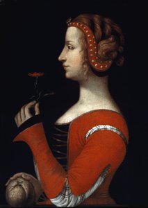 Portret Laury (Laury) autorstwa Noves (1308-1348), kobiety Aimee z Petrarki (Francesco Petrarca) Obraz szkoły włoskiej z XVI wieku. Muzeum Londynu, Wiktorii i Alberta autorstwa Italian School