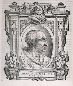 Portret Lorenzo Ghiberti (1378-1455) z Żywotów artystów Vasarisa, po raz pierwszy opublikowany 1550 autorstwa Italian School