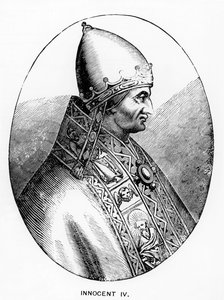 Portret papieża Innocentego IV (zm. 1254), ilustracja z nauki i literatury w średniowieczu i renesansie, napisana i rytowana przez Paula Lacroix, 1878 autorstwa Italian School