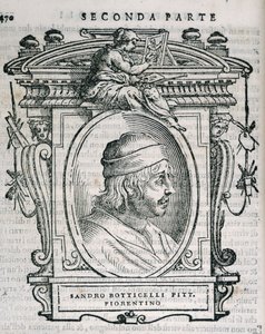 Portret Sandro Botticellego (14445-1510) z Vasaris Lives of the Artists, po raz pierwszy opublikowany 1550 autorstwa Italian School