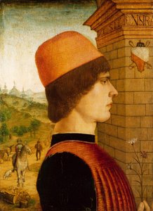 Portret mężczyzny, ok. 1494 (tempera na drewnie) autorstwa Italian School