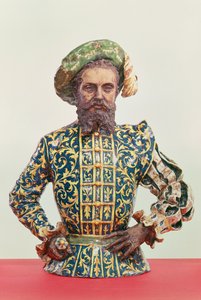 Ewentualnie portret Giovanniego Da Verrazzano (1485-1528) (ceramika szkliwiona i nieszkliwiona) autorstwa Italian School