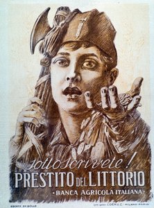 Propagandowy plakat faszystowski dotyczący pożyczki Littorio autorstwa Italian School