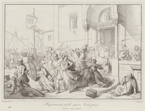 Porwanie weneckich panien młodych, 930 (grawerowanie) autorstwa Italian School