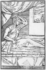 Chirurgia rekonstrukcyjna nosa, ilustracja z De curtorum chirurgia per insitionem Gaspare Tagliacozziego (1545-99) Wenecja, opublikowana 1597 autorstwa Italian School