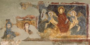 Pozostałości fresku, Santa Maria Antiqua, Rzym autorstwa Italian School