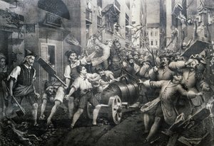 Rewolta w dzielnicy Portoria w Genui przeciwko Austriakom w 1746 r., kierowana przez Giovana Battistę Perasso (1735-1781), znanego jako Balilla autorstwa Italian School