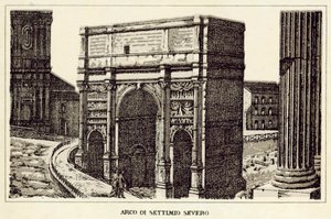 Rzym: Łuk Septymiusza Sewera (lito) autorstwa Italian School