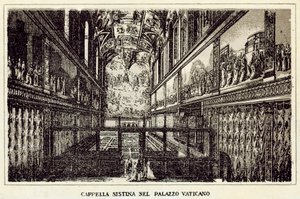 Rzym: Kaplica Sykstyńska w Pałacu Watykańskim (lito) autorstwa Italian School