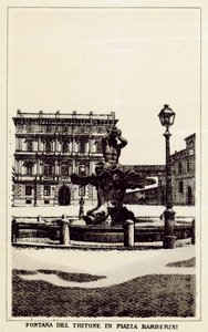 Rzym: Fontanna Trytona na Piazza Barberini (lito) autorstwa Italian School