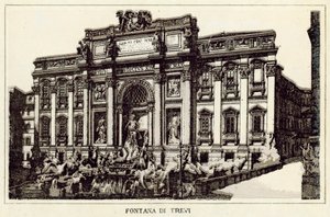 Rzym: Fontanna di Trevi (lito) autorstwa Italian School