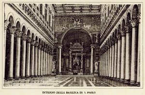 Rzym: Wnętrze Bazyliki św. Pawła (lito) autorstwa Italian School