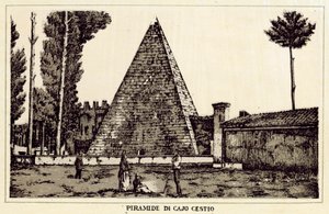 Rzym: Piramida Cajo Cestio (lito) autorstwa Italian School