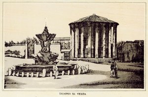 Rzym: Świątynia Westy (lito) autorstwa Italian School