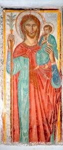 Św. Krzysztof Anonim, XIV-wieczny fresk Varazze, kaplica zamku Invrea, Włochy autorstwa Italian School