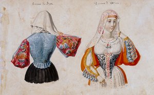 Stroje sardyńskie z Bitti i Osini, druk ms. 257, Kolekcja Cominotti autorstwa Italian School