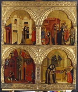 Scena z życia św. Julienne. Obraz mistrza weneckiego, tempera na drewnie, II poł. Sztuka włoska, średniowiecze, sztuka gotycka. Państwowej Ermitażu w Sankt Petersburgu. autorstwa Italian School