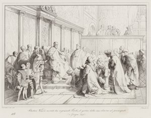 Sebastiano Veniero uhonorowany przez tureckich sklepikarzy w dniu wyboru do księstwa autorstwa Italian School