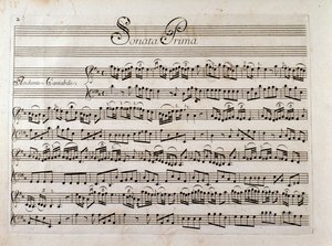 Strona z nutami do „Sonaty na skrzypce i bas kontynuuj” Giuseppe Tartini autorstwa Italian School