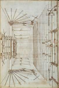 Maszyny sceniczne do oper w teatrze San Salvatore w Wenecji, 1675 (mycie piórem i tuszem na papierze) autorstwa Italian School