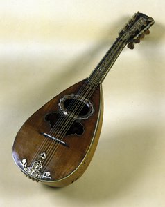 Martwa natura neapolitańskiej mandoliny wymyślona przez Giuseppe Filano. Neapol 1784 autorstwa Italian School