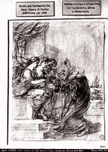 Studium do strony tytułowej Dzieł zebranych Galileusza, 1656 autorstwa Italian School