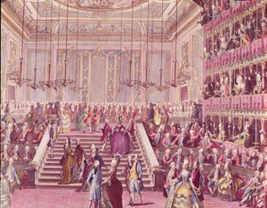 Bal w Teatro San Benoit w Wenecji 22 stycznia 1782, koniec XVIII wieku autorstwa Italian School