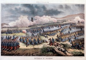 Bitwa pod Solferino, 24/06/1859 (druk autorstwa Italian School