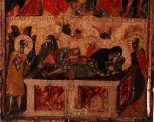 Złożenie Chrystusa, dolna połowa panelu (patrz także 78636) (panel) autorstwa Italian School