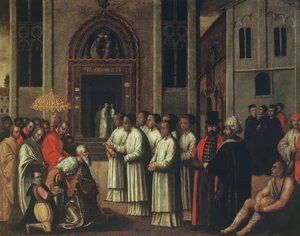 Doża Ziani spotyka papieża Aleksandra III (1105-81) w Carita w 1172 r. autorstwa Italian School