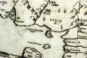 Zatoka Benin (dawniej Dahomej), część Zatoki Gwinejskiej, na podstawie mapy Urbano Monte autorstwa Italian School