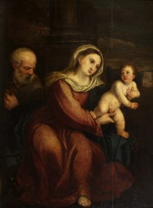 Święta Rodzina (olej na desce) autorstwa Italian School