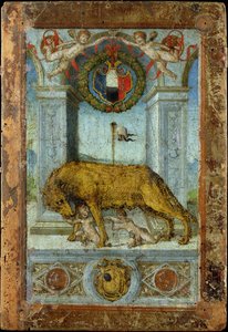 Wilczyca karmiąca piersią Romulus i Remus autorstwa Italian School