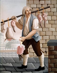 Wędrowny rzeźnik sprzedający główki cielęce akwarela XIX wiek - Neapol Museo Nazionale di San Martino autorstwa Italian School