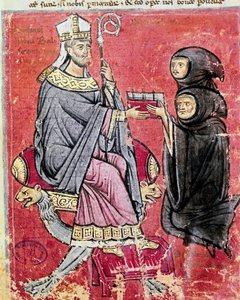 Mnich Benedetto da Bari (reprezentujący młodych i starych, aby wskazać, że pisanie jego pracy pochłaniało całe życie) przekazał księdzu Balsamo (XIII w.), przywódcy opactwa benedyktyńskiego w Cava de Tirreni, swój kodeks De Septem Sigillis na temat Odnośni autorstwa Italian School