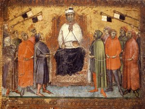 Przywrócony rząd trzyma obywateli w ryzach. Tablica na desce z 1385 r. Archiwum Państwowe, Siena. autorstwa Italian School
