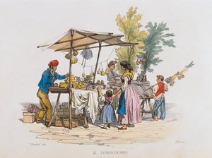 Torronaro (sprzedawca nugatu) (grawerowanie) autorstwa Italian School