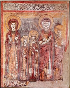 Cnoty teologiczne: Wiara, Miłość i Nadzieja (fresk, VIII w.) autorstwa Italian School