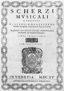 Strona tytułowa Scherzi Musicali Claudio Monteverdiego (1567-1643) 1615 autorstwa Italian School