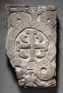 Transenna Panel z Krzyżem, Lombardzka, 700s-800s autorstwa Italian School