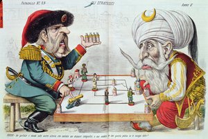 Turcja i Rosja grają w strategię, z Le Perroquet, 1877 autorstwa Italian School