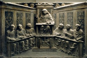 „Edukacja uniwersytecka”, płaskorzeźba na grobie Pietro Canonici autorstwa Italian School