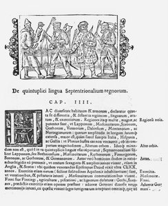 Różnorodność języków, ilustracja z Historii Narodów Północy Olausa Magnusa (1490-1558), wydana w Rzymie, 1555 autorstwa Italian School