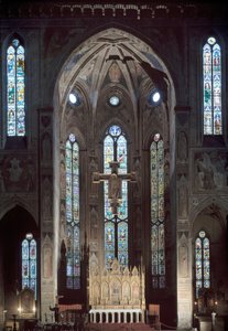 Widok na cappella maggiore kościoła Santa Croce z freskiem, początek XIV wieku autorstwa Italian School