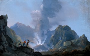 Widok na krater Wezuwiusza w 1829 roku (gwasz) autorstwa Italian School