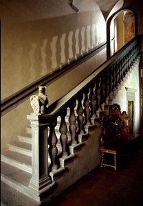 Widok na schody ratusza (Palazzo degli Anziani) autorstwa Italian School