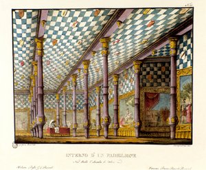 „Widok namiotu Edwarda III, króla Anglii, w 1347 roku podczas wojny stuletniej”, scenografia do opery „Assedio di Calais” (Oblężenie Calais) Gaetano Donizettiego autorstwa Italian School